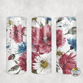 Burgundy Floral Tumbler