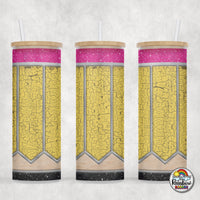 Yellow Crackled Pencil Glass Can
