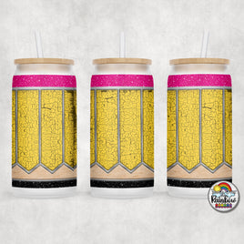 Yellow Crackled Pencil Glass Can