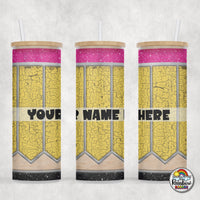 Yellow Crackled Pencil Glass Can