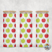 Red & Green Apples Glass Can
