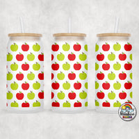 Red & Green Apples Glass Can