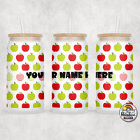 Red & Green Apples Glass Can