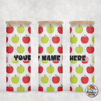 Red & Green Apples Glass Can