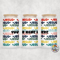 His Name is Jesus Glass Can