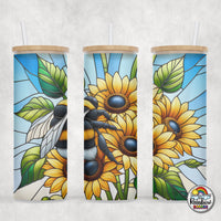 Bright Bumbler Bee Glass Can