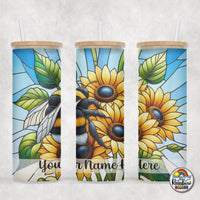 Bright Bumbler Bee Glass Can