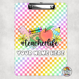 Rainbow Checkered Supplies Clipboard