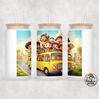 School Bus 1 Glass Can