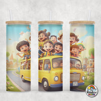 School Bus 1 Glass Can