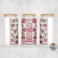 Nurse Pink Supplies Glass Can