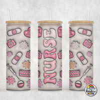 Nurse Pink Supplies Glass Can