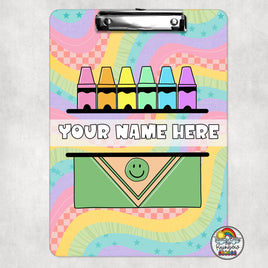 Retro Rainbow Crayons Clipboard