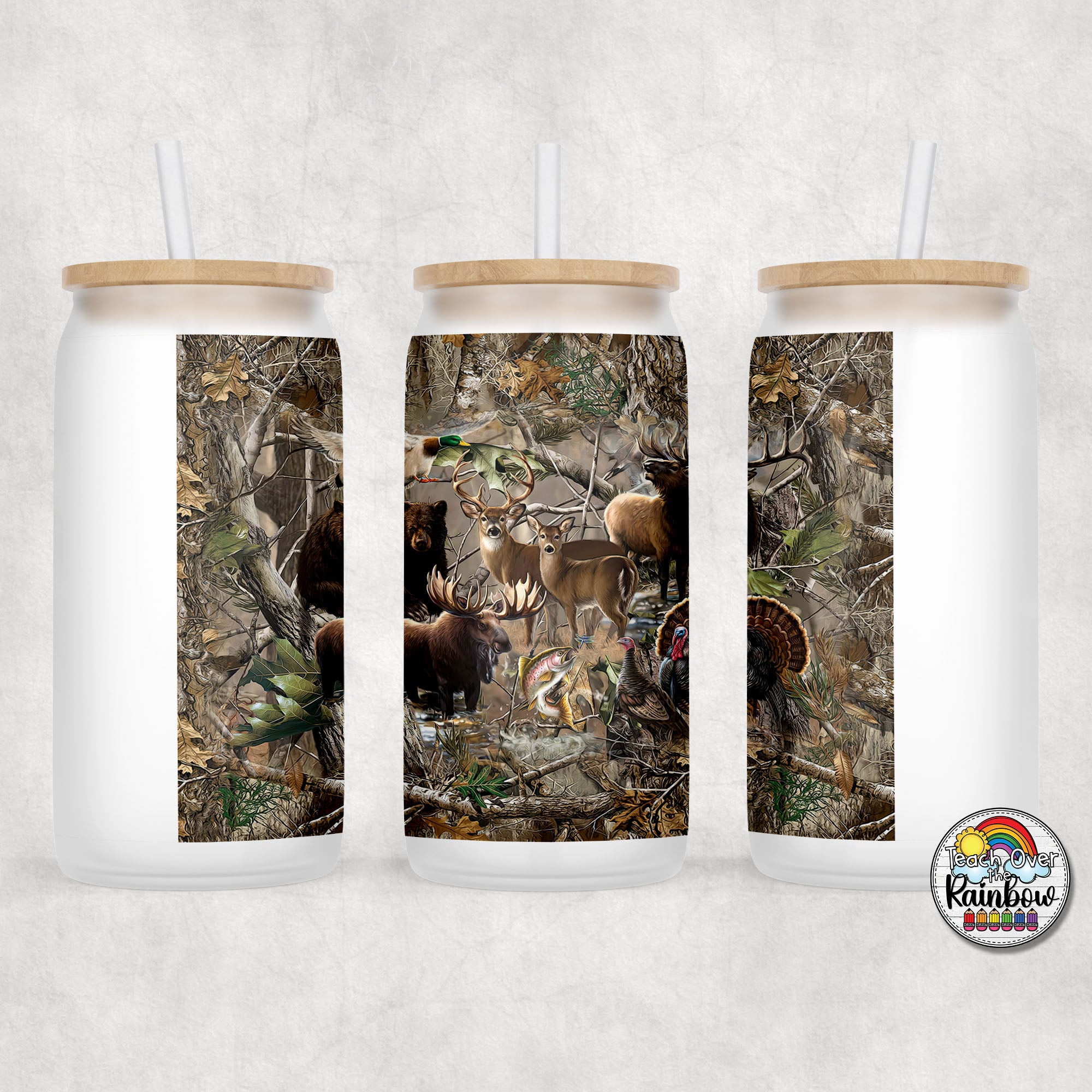 Hunting Camo Glass Can – Teach Over the Rainbow