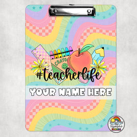 Retro Rainbow #teacherlife Clipboard