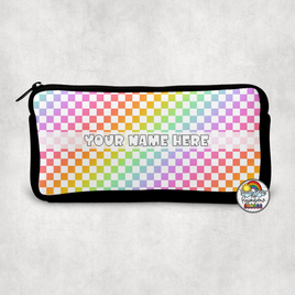 Rainbow Checkered Small Pencil Bag