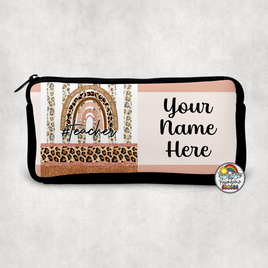 Boho Peach Leopard Small Pencil Bag