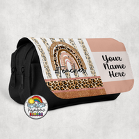 Boho Peach Leopard Large Pencil Bag