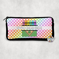 Rainbow Checkered Crayons Small Pencil Bag