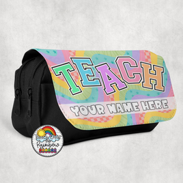 Retro Rainbow TEACH Large Pencil Bag