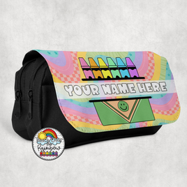 Retro Rainbow Crayons Large Pencil Bag