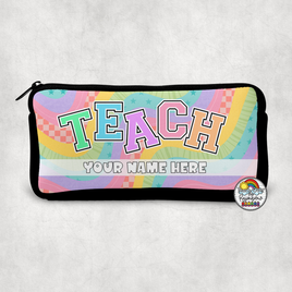 Retro Rainbow TEACH Small Pencil Bag