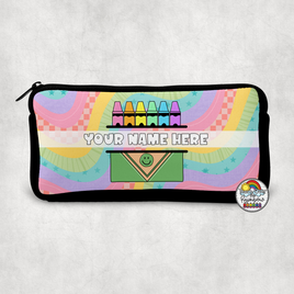 Retro Rainbow Crayons Small Pencil Bag