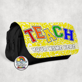 Yellow Bright TEACH Large Pencil Bag