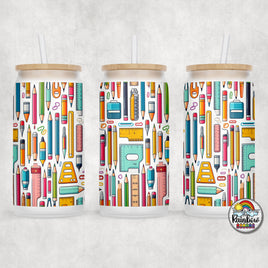 School Supplies 2 Glass Can