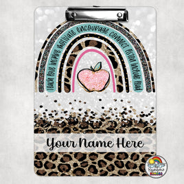 Boho Teal Leopard Rainbow Clipboard