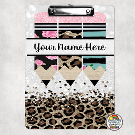Boho Teal Leopard Pencil Clipboard