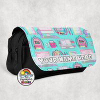 Blue School Supplies Large Pencil Bag