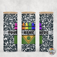 Bright Crayons Glass Can