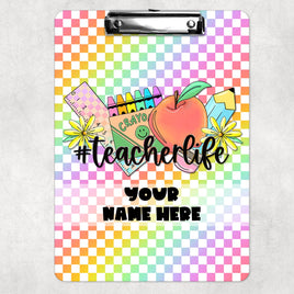 Checkered #teacherlife Clipboard