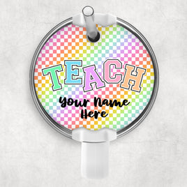 Checkered Teach Round Topper