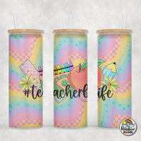 Retro Rainbow Supplies Glass Can