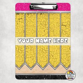 Yellow Crackled Pencil Clipboard