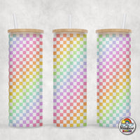 Rainbow Checker Glass Can