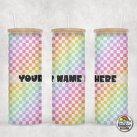 Rainbow Checker Glass Can