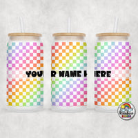 Rainbow Checker Glass Can