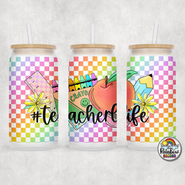 Rainbow Checker Supplies Glass Can