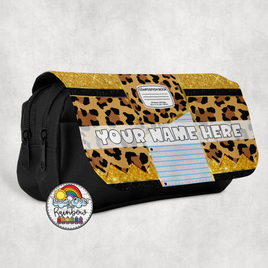 Leopard Glitter Pencil Combo Large Pencil Bag