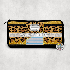 Leopard Glitter Pencil Combo Small Pencil Bag