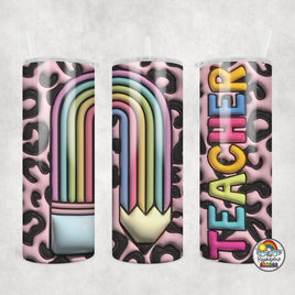 Pink Teacher Pencil Tumbler