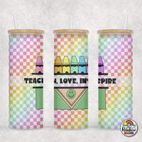 Rainbow Checker Crayons Glass Can