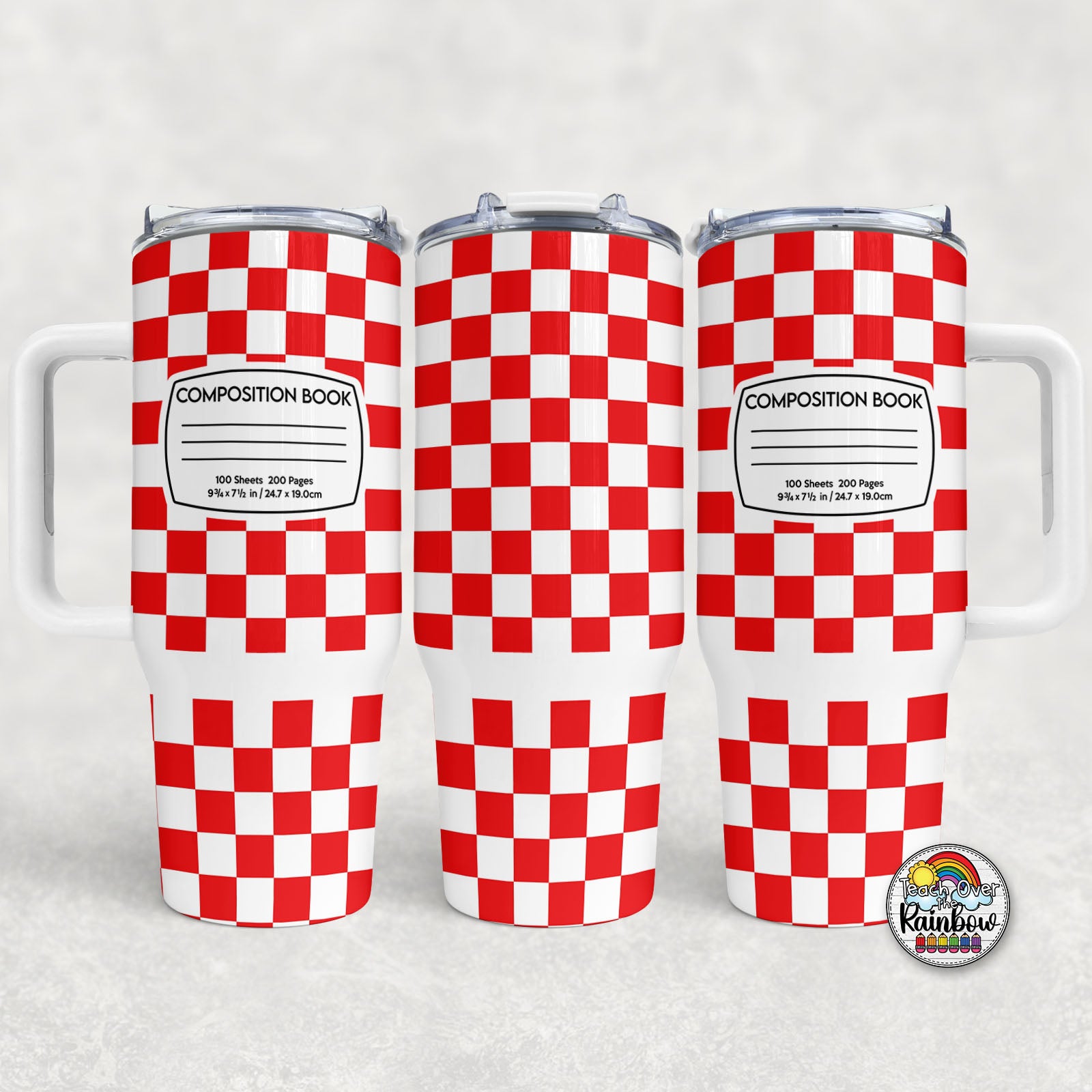 Checker Composition 2 All Colors- 40 oz. Cup – Teach Over the Rainbow