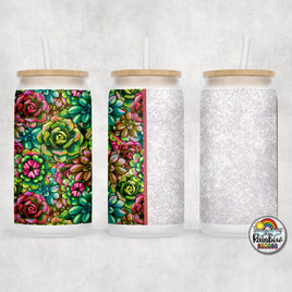 Succulent Love Glass Can