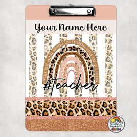 Boho Peach Leopard Clipboard