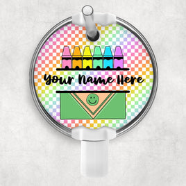 Checkered Crayon Round Topper