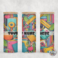 School Supplies 3 Glass Can